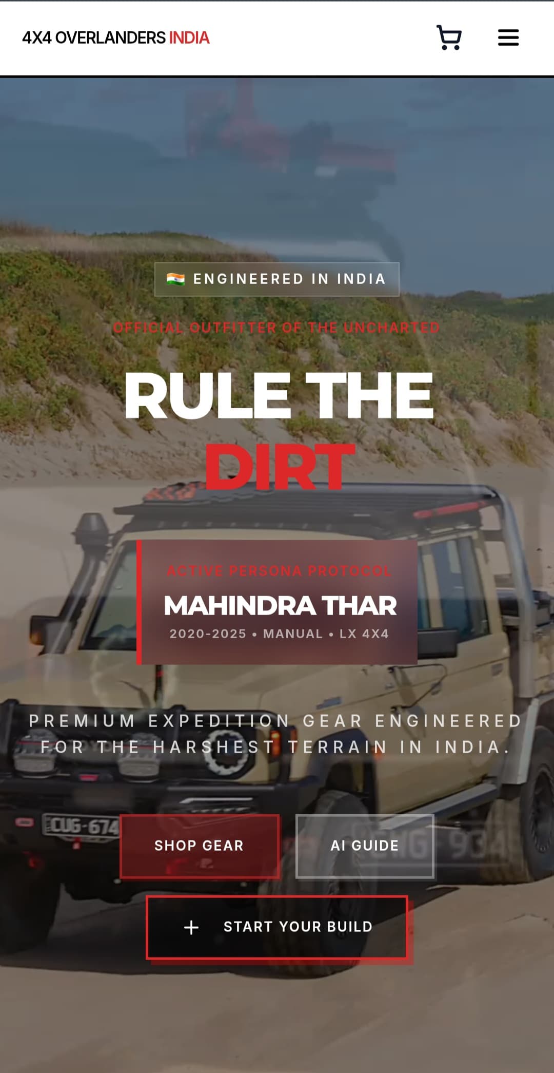 4x4 India Hub Mobile Landing Page